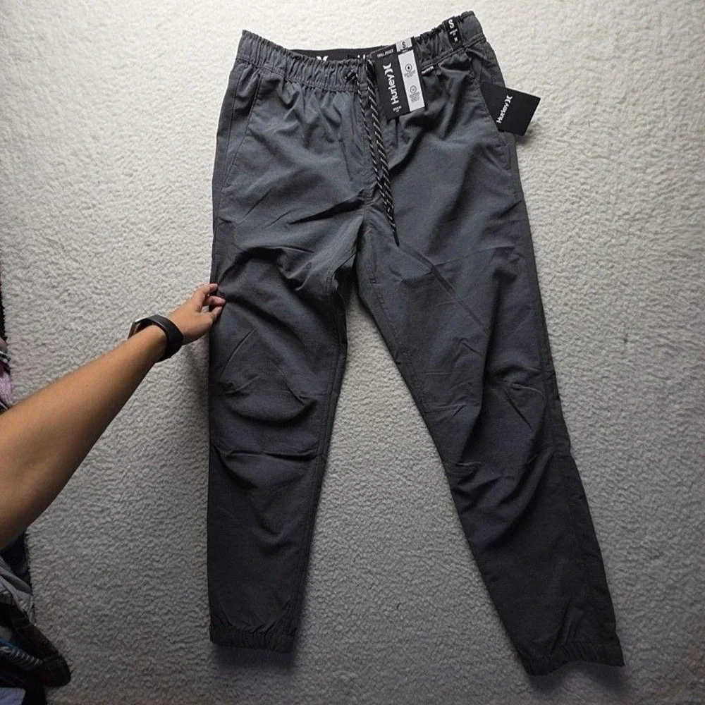 Hurley Pants Mens Small Gray Twill Jogger Water Resistant Stretch Pockets